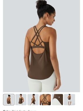 HALARA Brown Strappy Crisscross Tank Top